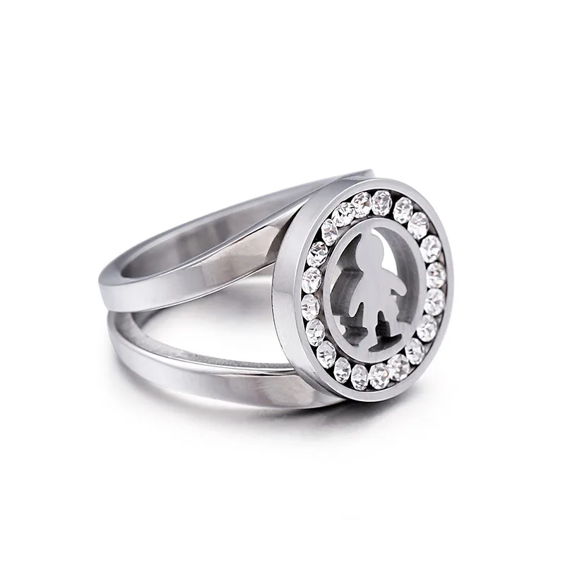 Fashion Women Men Color Gold Titanium Steel Boys Rhinestone Animal Wide Finger Round Crystal Rings Pulseras Jewelry | Украшения и