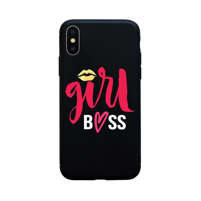 B Soft gilrBossLips Классный мягкий чехол для телефона для iPhone 11Pro Max 7 8 Plus 6 6S Plus 5 SE X XS Max XR Phone MOM BOSS HONEY Cover Fundas Coque Shell - Цвет: B Soft gilrBossLips