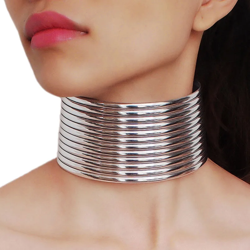 Silver Necklace MANILAI, винтажные массивные чокеры, ожерелья, золотой цвет, кожа, массивные ожерелья, модные ювелирные изделия, воротник, чокеры, большой Индийский стиль - Окраска металла: Silver Necklace