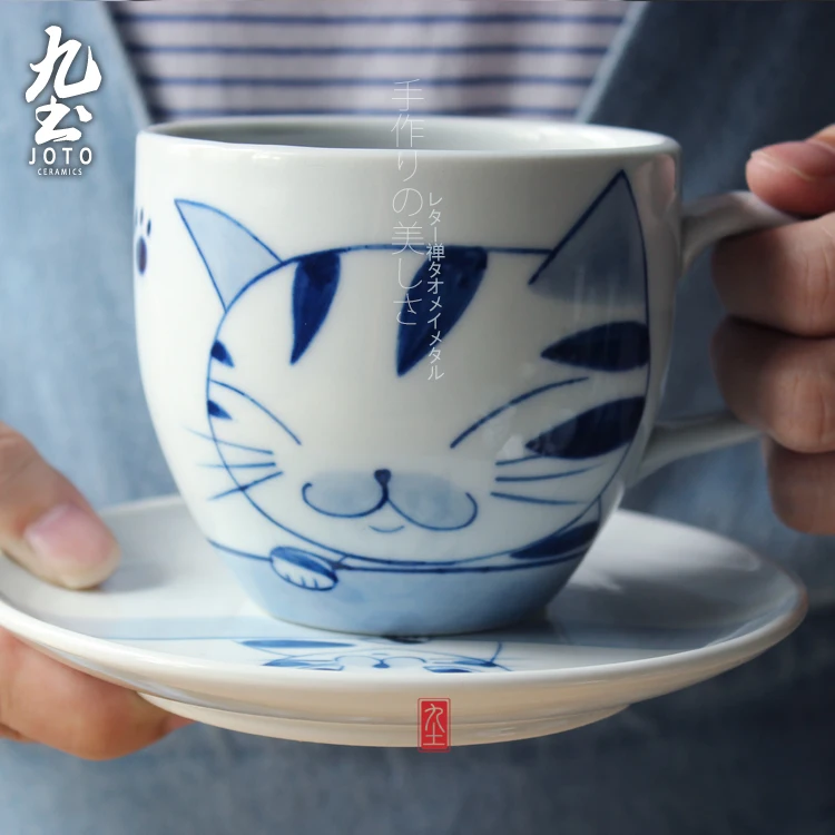 Дизайнерская ручная роспись милых кошек чашки блюдца чашка для чая и кофе с