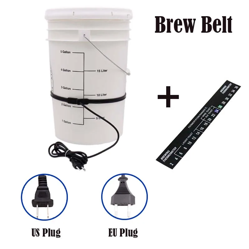 Homebrew пластиковый ферментатор Комплект ЕС/UL вилка Brew пояс цифровой клей палка термометр розлива Spigot комплект