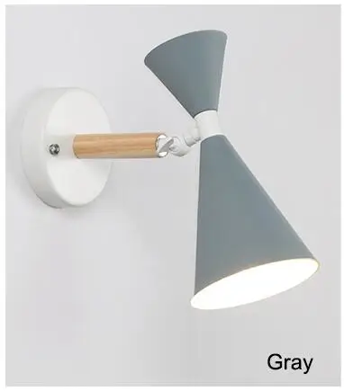 Grey MEWELL E27 светодиодный настенный светильник современный деревянный светодиодный настенный светильник для коридора кафе коридора Настенные светильники для спальни с металлическим абажуром - Цвет абажура: Grey