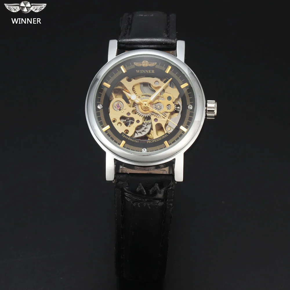 Часы скелетоны женские механические Автоматические с ремешком из натуральной