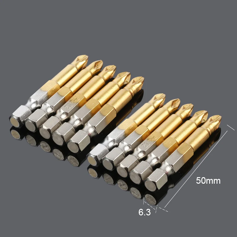10 шт. точности Нескользящие электрическая отвертка Philips Bits комплект Ph2 50 мм на