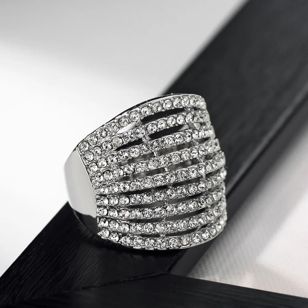 Neoglory Австрия перстень роскошный геометрический дизайн медный изысканный модный