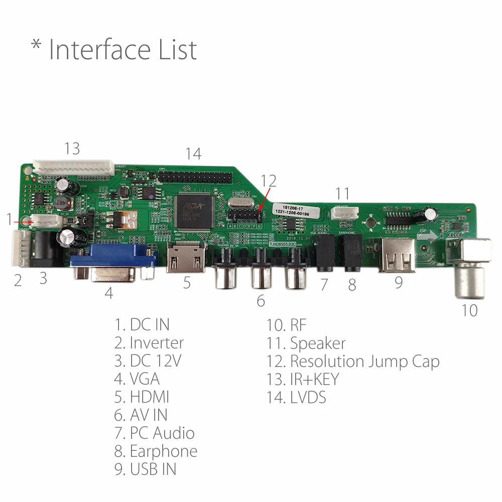 Free Program T.HD8503.03C Universal LCD TV Driver Board TV/AV/VGA/HDMI/USB Media+ 7Key button Russian language 5 OSD game gift