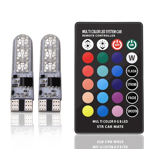 4 шт. RGB T10 W5W светодиодный Габаритные фонари для автомобиля SMD 194 168 лампочка с