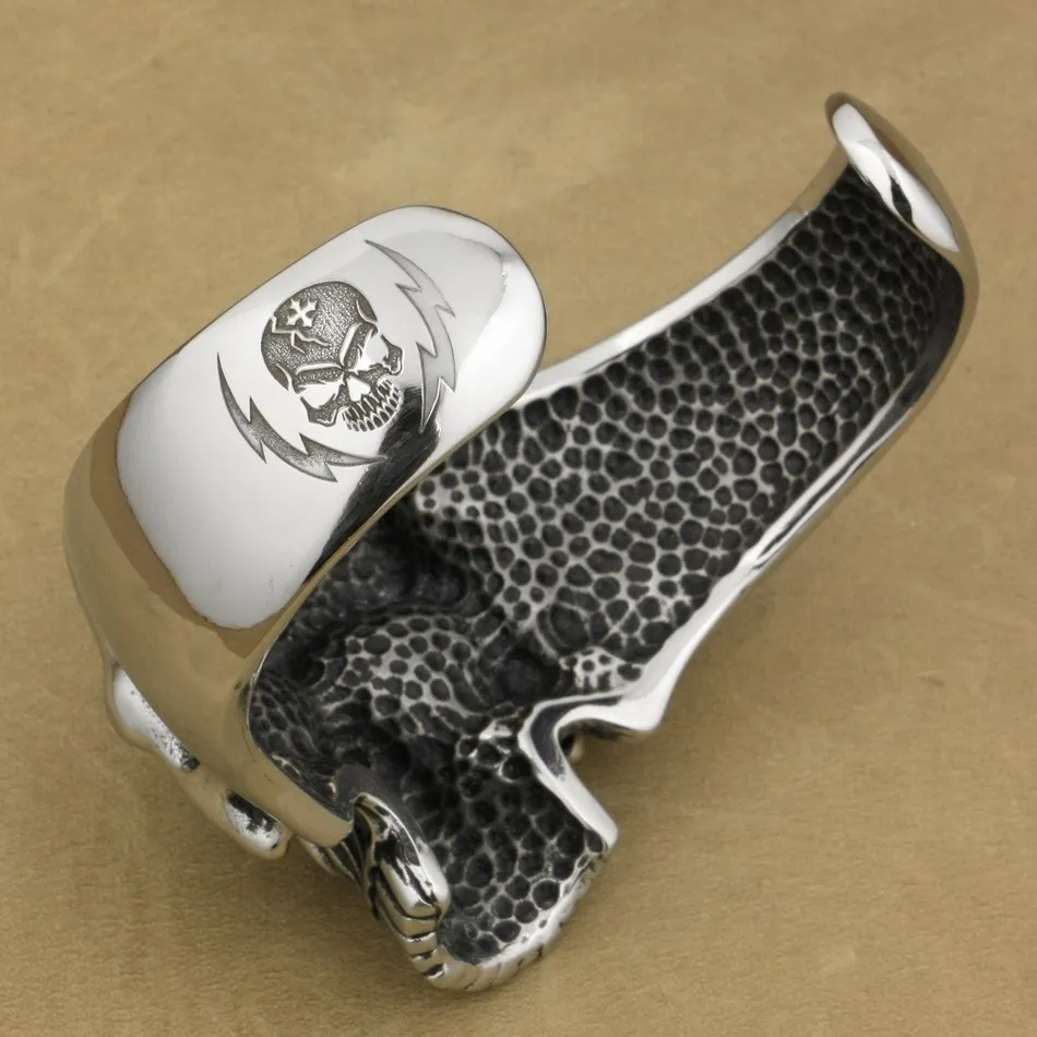 Мужской Байкерский браслет из нержавеющей стали 316L с глубокой гравировкой