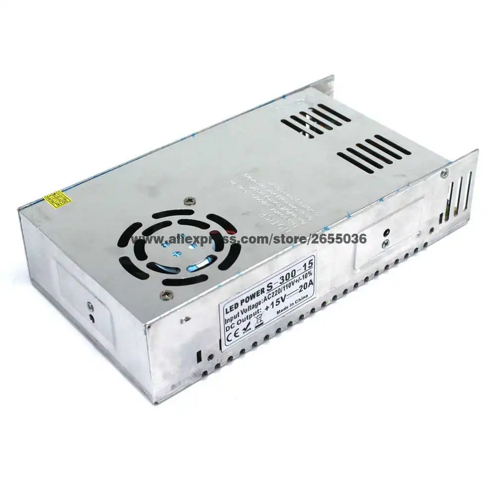Одиночный регулируемый выход DC 15V 20A 300W переключатель источника питания