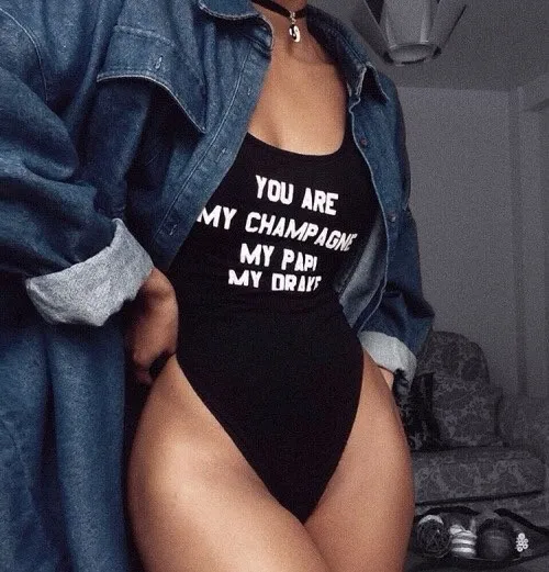 

One piece YOU ARE MY CHAMPAGNE MY PAPI MY DRAKE swimsuits high cut Women Swimwear Sexy Bodysuit suit beachwear bathing suit