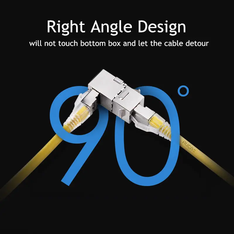 Aucas 2 шт Cat7 RJ45 FTP 90 градусов Женский Соединительный кабель Столярный настенный