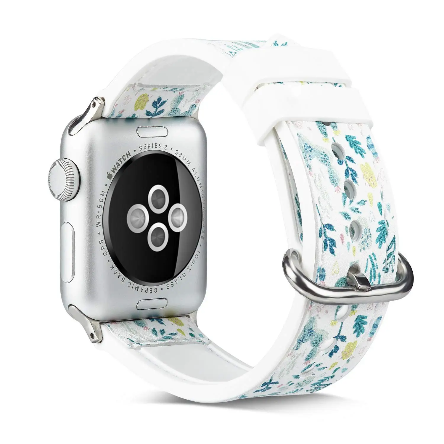 Ремешок для Apple Watch, 38, 42 мм, версия 40/44 мм, с цветочным узором и изображением оленей из силикона и кожаный ремешок для наручных часов iWatch, ремешок для Apple Watch браслет Series 5 4 3 2 1