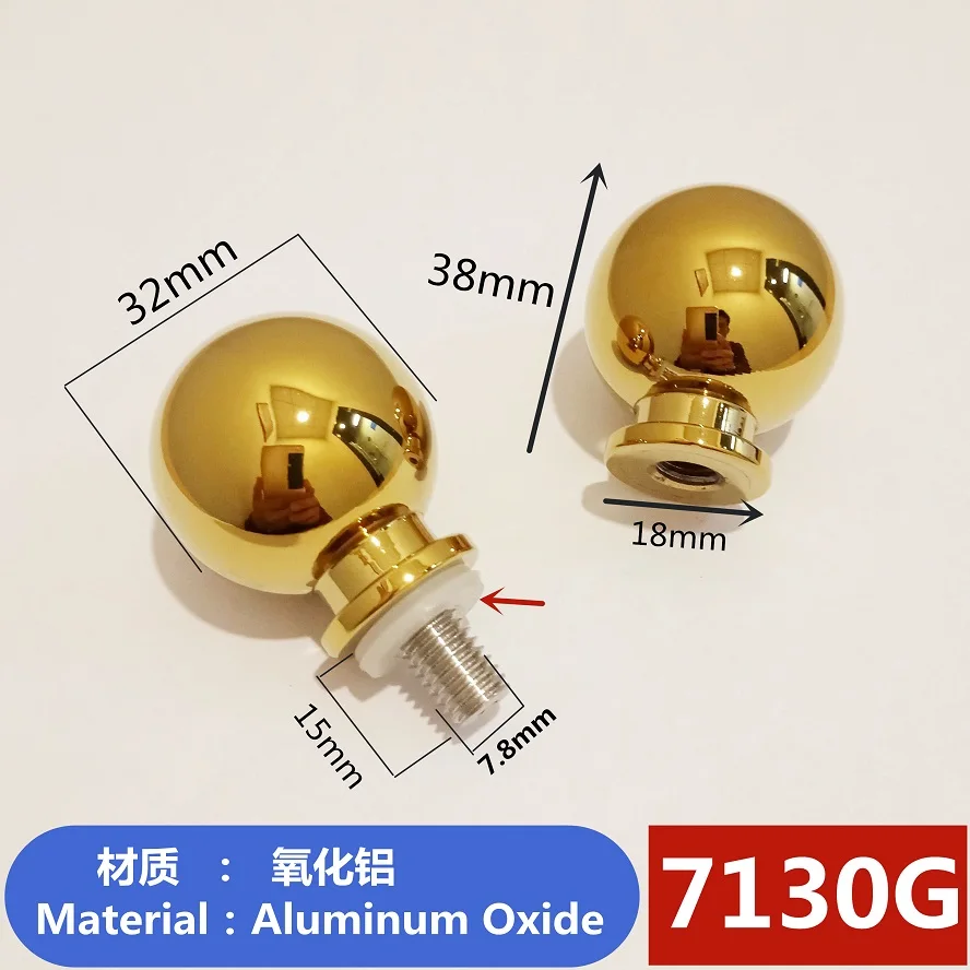 Glossy Golden Dia.32 мм хромированная Серебряная/Золотая оксид алюминия стеклянная дверная ручка симметричная ручка ванная душевая ручка с винтом#7130 - Цвет: Glossy Golden