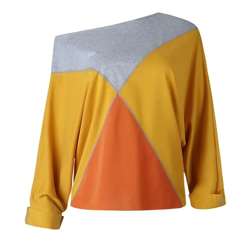 Женский Повседневный Модный ассиметричный трикотажный пуловер с длинными