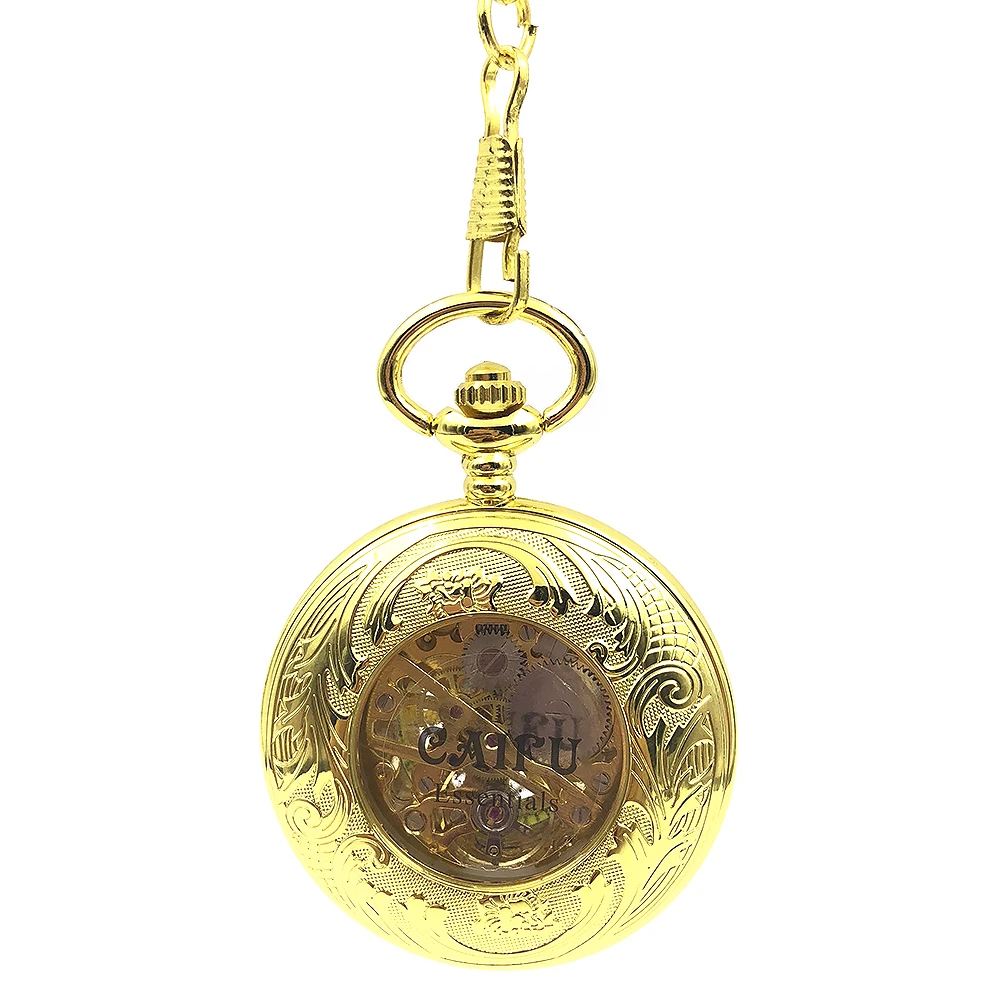 CAIFU Бренд Скелет стимпанк полый золотой чехол Римский номер циферблат