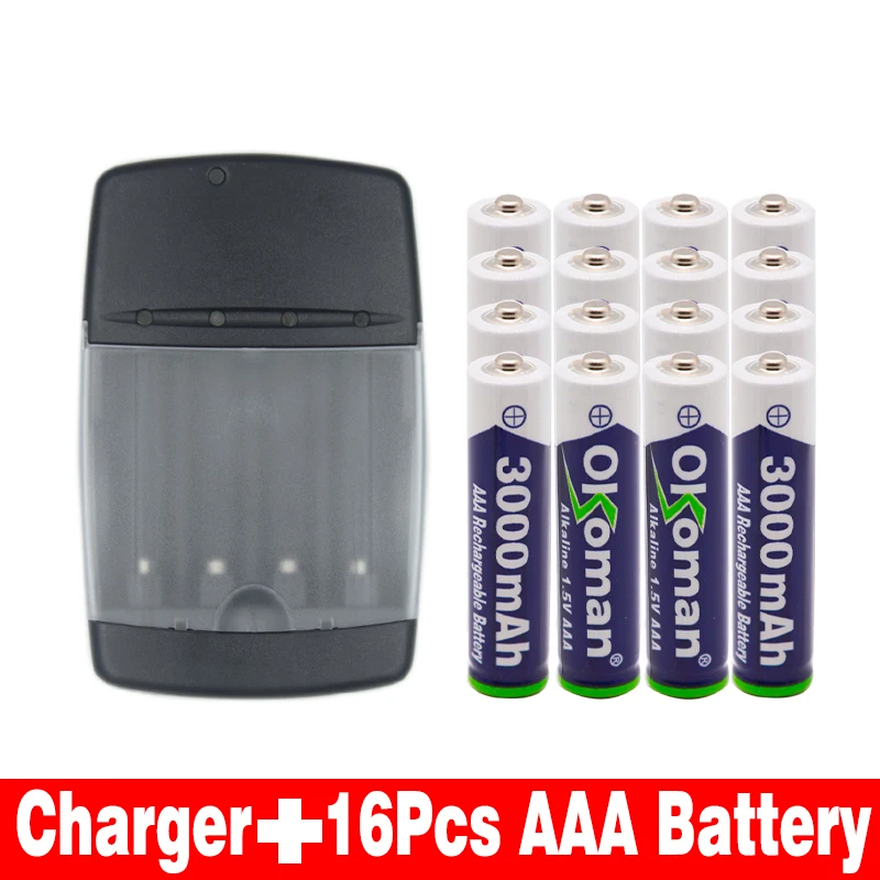 Красный AAA батарея 3000mah 1,5 V Щелочная перезаряжаемая батарея для дистанционного управления игрушечный светильник и щелочное умное зарядное устройство - Цвет: Красный