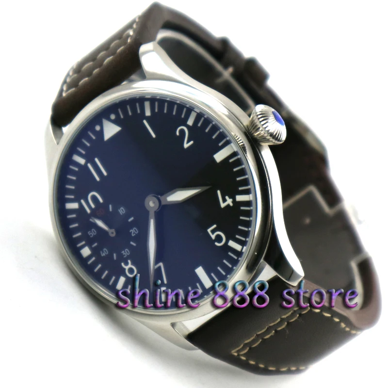 Мужские часы parnis 44 мм с черным циферблатом зеленым светом 17 драгоценностей 6497 |