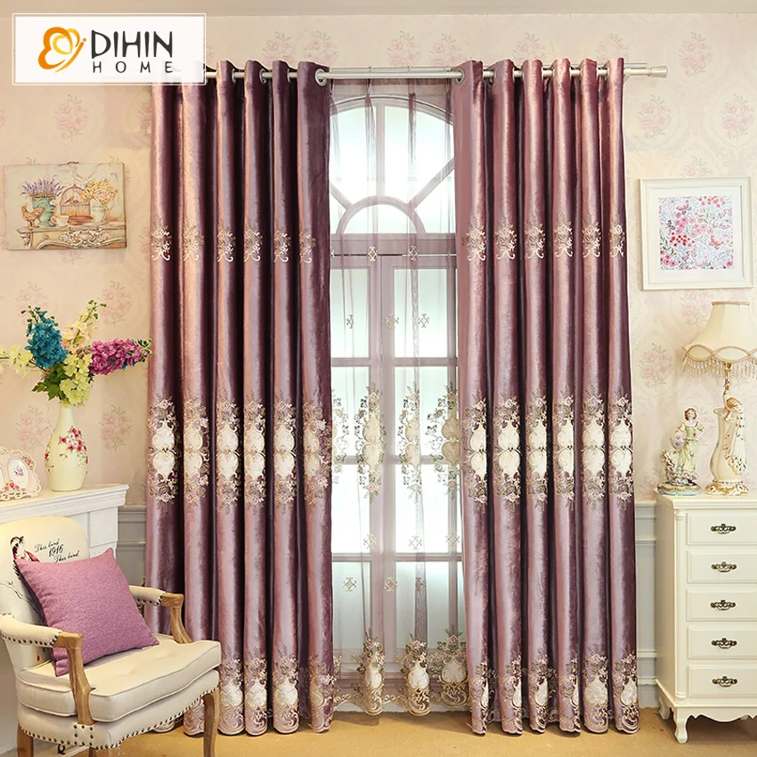 

DIHIN HOME Embroidered Modern Luxury Curtains For Living Room Curtains Window Treatment Custom Made Curtain