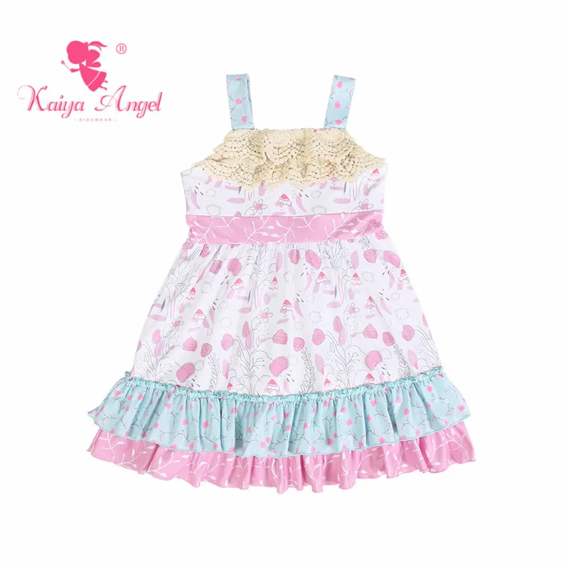Kaiya Angel/летнее платье с цветочным рисунком для маленьких девочек розовое