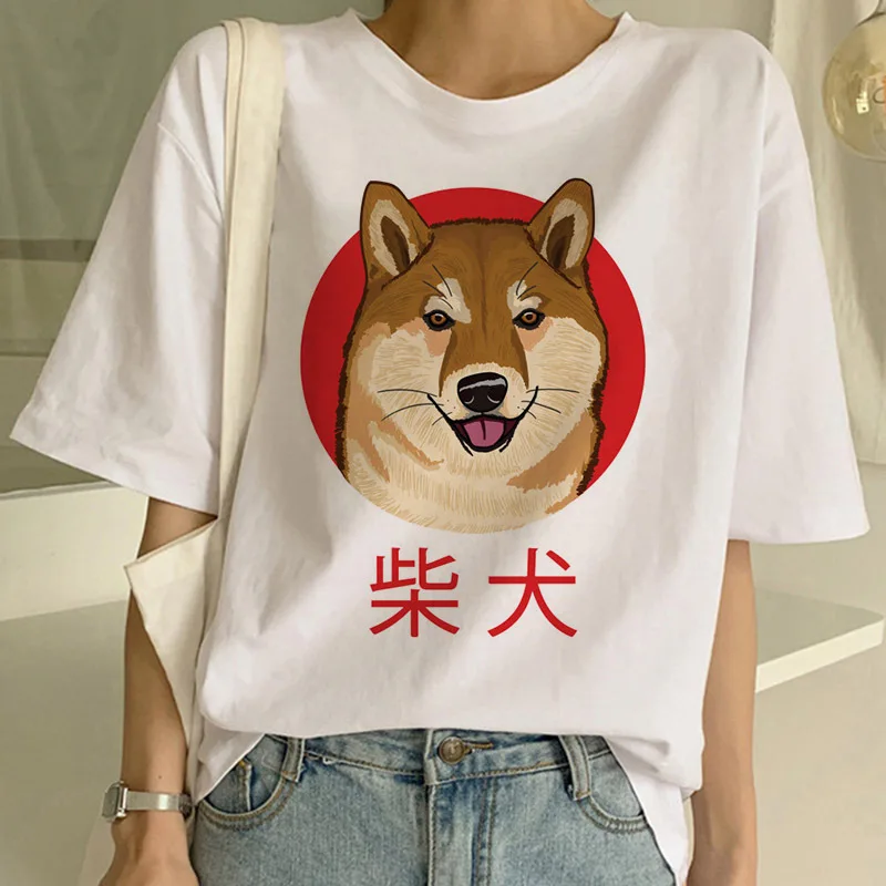 Shiba Inu футболка забавная Милая футболка с животными забавная графическая Корейская одежда Топ для женщин Ulzzang футболка Женские футболки Harajuku для женщин