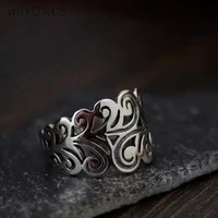 mayones 925 sterling silver rings for women pure silver hollow vintage rattan flower carving wide rings bagues femme