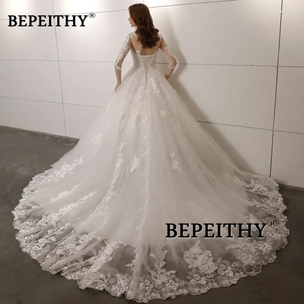 Vestido De Novia кружевное свадебное платье с рукавами три четверти 2021 старинные