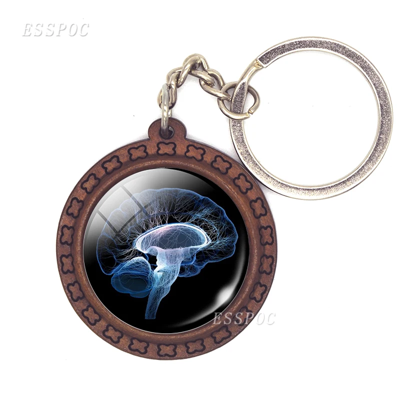 Брелок для ключей с головой человека деревянный брелок под анатомией подарок