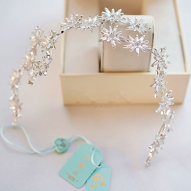 Женский обруч для волос HIMSTORY роскошный с фианитами в виде звезд принцессы