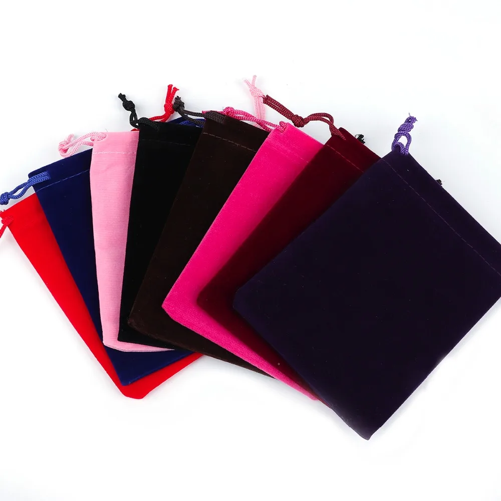 Разноцветные бархатные мешочки для упаковки ювелирных изделий 10 шт. 5 х7 см 7 х9 9 х12