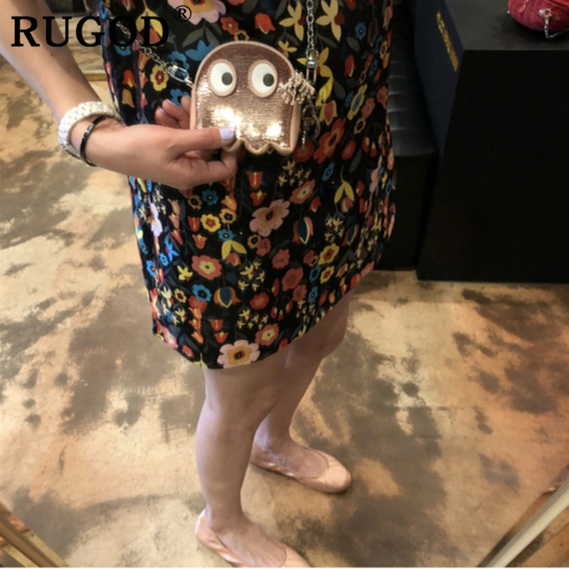 RUGOD/женское прямое платье с цветочным принтом модное женское мини воротником