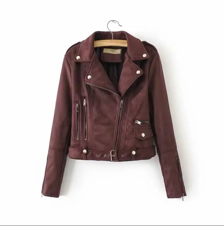 2019 Новая модная Осенняя женская кожаная замшевая мотоциклетная куртка|Женские
