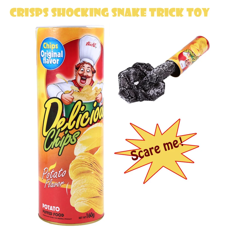 Забавные имитация чипсы шокирующие змея Новинка кляп Игрушечные лошадки