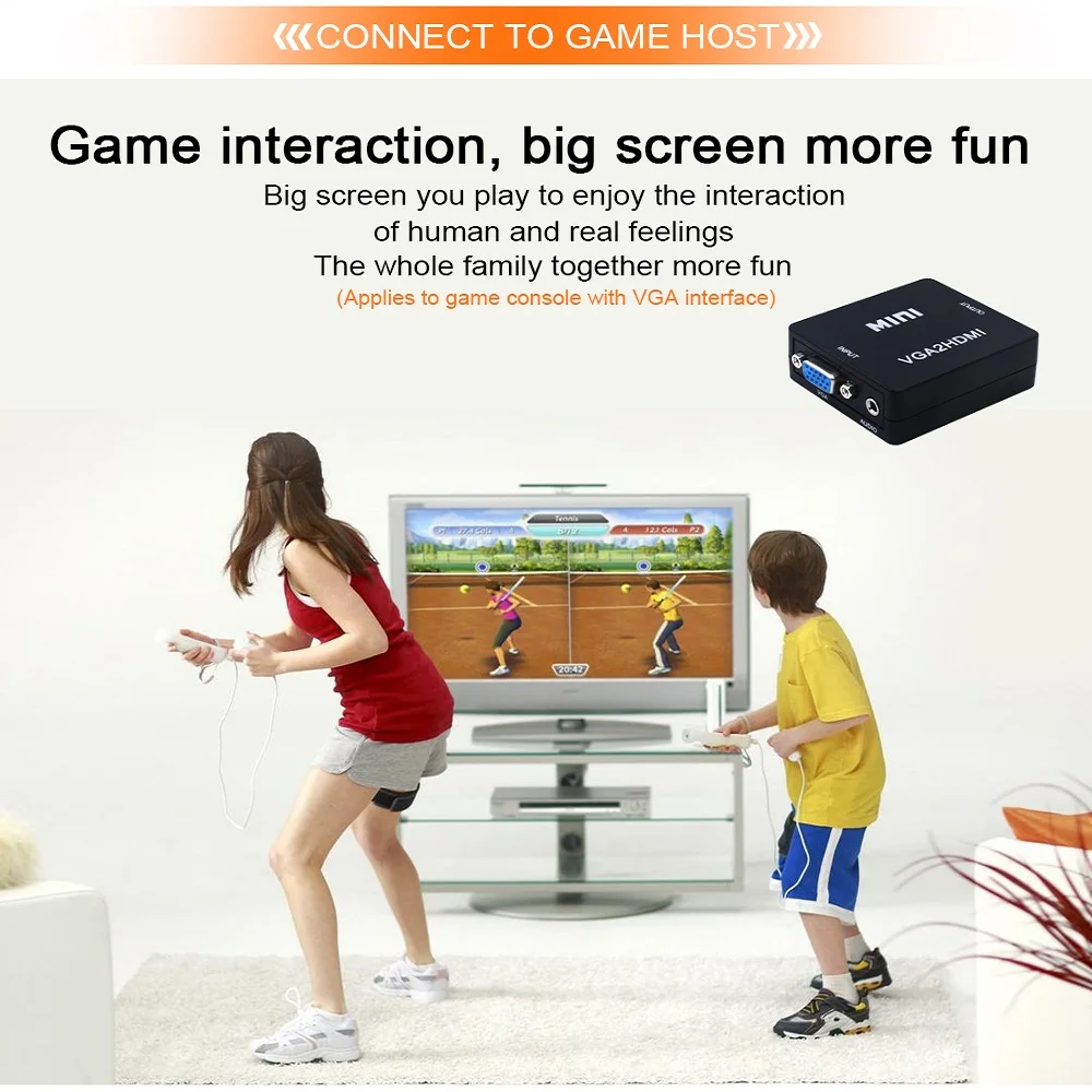 TISHRIC Mini VGA2HDMI преобразователь из VGA в HDMI адаптер с аудио кабелем USB Power Male to Female