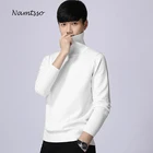 Мужская хлопковая Водолазка с длинным рукавом, плотная однотонная Облегающая рубашка, модель 033, зима 2021