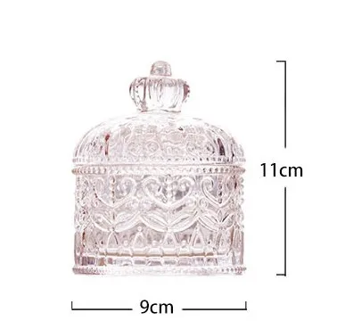 Crown Стеклянная негерметичная банка для хранения, превосходный минималистичный элегантный роскошный конфетный перец, Кисть для макияжа, бутылка для хранения, органайзер, Свадебный декор - Цвет: Crown