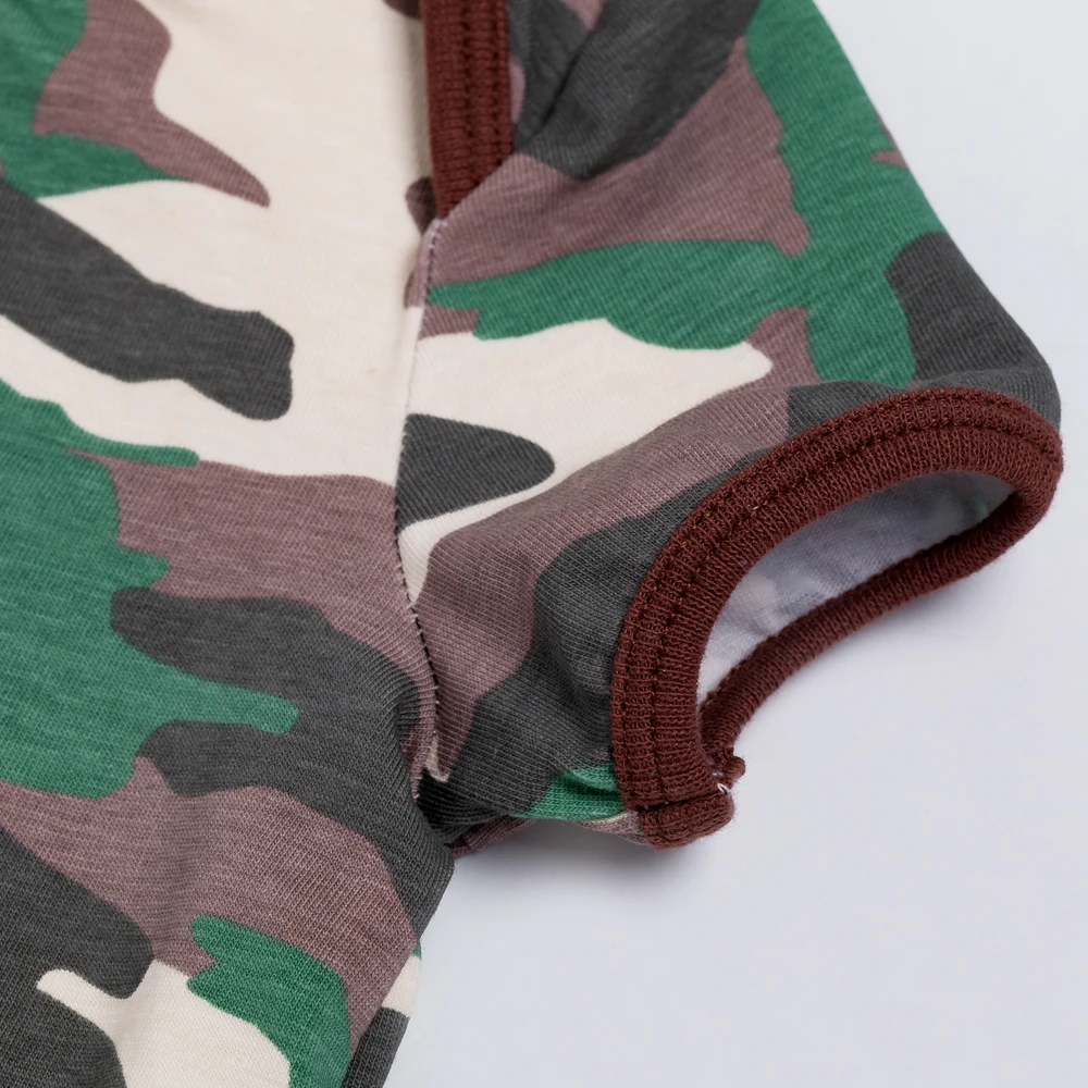 Новорожденный короткий рукав хлопковый костюм для детей возрастом от армия