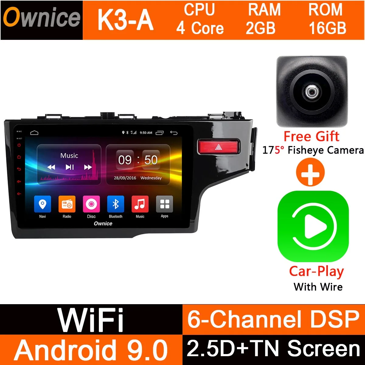 Ips+ 2.5D Android автомобильный DVD gps Navi Радио для Honda Fit Jazz(правая рука) Мультимедиа CarPlay DSP ADAS - Цвет: K3-A-CarPlay