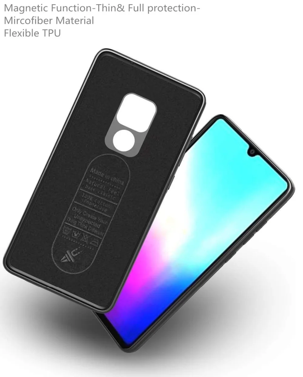 Магнитный автомобильный чехол-держатель для huawei P20 P30 PRO Lite, ТПУ силиконовый Магнитный чехол для huawei mate 20/mate 20 pro и металлическая пластина