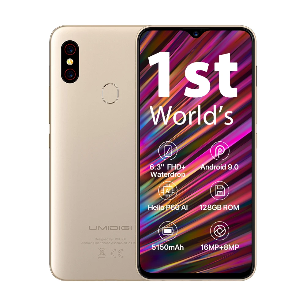 UMIDIGI F1 Android 9 0 6 3 &quotFHD + 128 Гб rom 4 ram Helio P60 5150 мАч большая батарея 18 Вт Быстрая зарядка