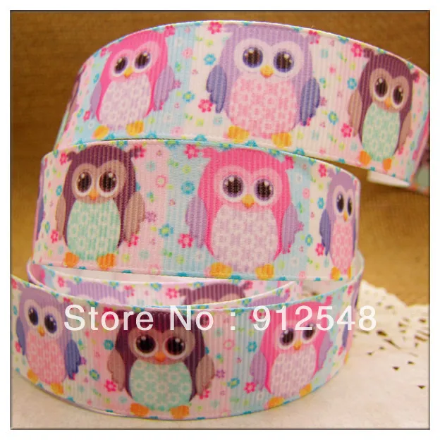 Бесплатная доставка 1 &quot(22 мм) Cui цветок сова напечатанная Grosgrain лента подарочная