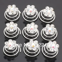 wholesale hot sale 80pcs wedding flower crystal hair twists spins pins 10color to choosefree shipping