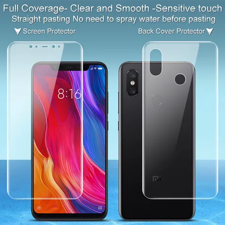 1pcs front 1pcs back IMAK Hydrogel III 3 пленка для Xiaomi MI8 Lite MI8 SE защита экрана 2 шт Полное покрытие Задняя Передняя Задняя прозрачная защитная пленка - Цвет: 1pcs front 1pcs back