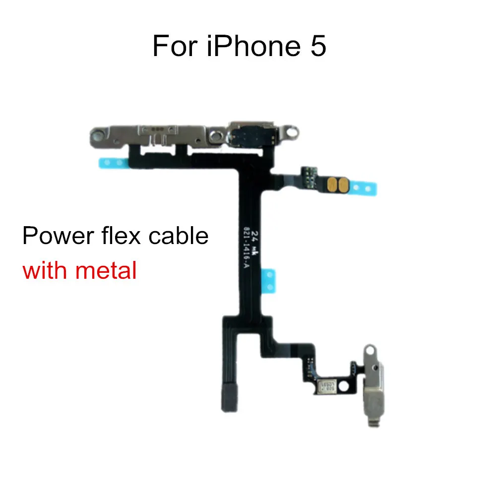 For iPhone 5 AYJ 1 шт. силовой гибкий кабель с металлом для iPhone 5 5S 6 6s 7 8 Plus X XR XS Max Кнопка регулировки громкости источник энергии переключатель кнопка включения выключения - Цвет: For iPhone 5