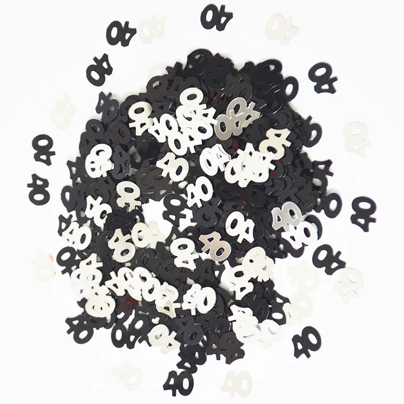2 упаковки 40th день рождения конфетти брызгает черный и серебристый|40th birthday|confetti