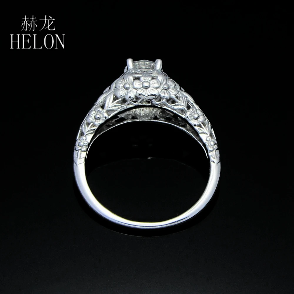 HELON реального 925 пробы серебро Книги по искусству Стиль Для женщин Fine Jewelry круглый 5 мм ААА градуированных кубического циркония Обручение обручальное кольцо Винтаж