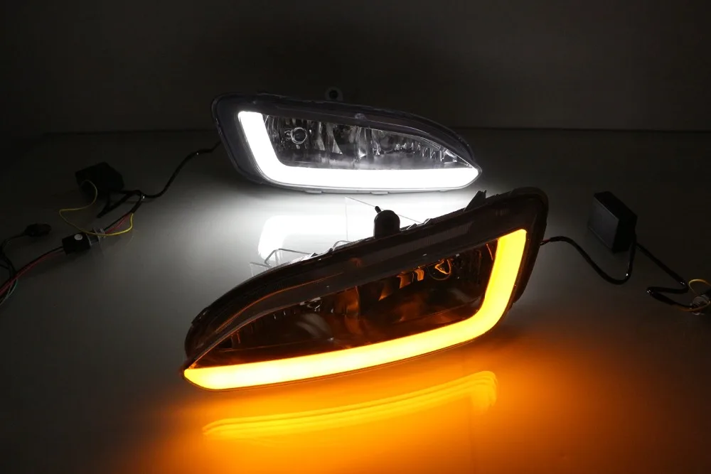 LED DRL daytime running light for Hyundai IX45 New santa fe 2013-15 guiding design pure white with yellow turn |