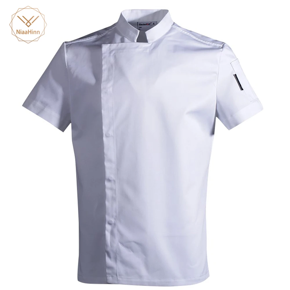 

S-3XL High Quality Wholesale Unisex Kitchen Cooker Chef Uniforms Bakery Food Service Short Sleeve Breathable Chef Jacket & Apron
