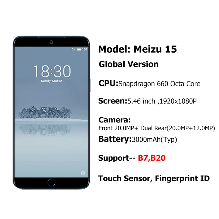 Глобальная версия Meizu 15 M881H 4 Гб ОЗУ 64 ПЗУ Восьмиядерный процессор Snapdragon 660 экран 5 46