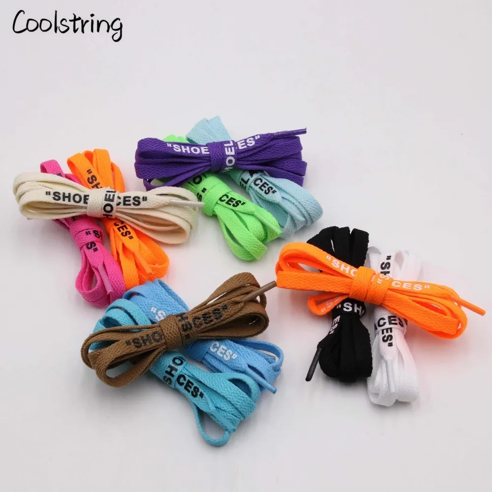 Coolstring новые буквы шрифт 8 мм двухсторонние печатные "шнурки" черные белые шнурки OW подписаны плоские туфли кружево суставные шнурки