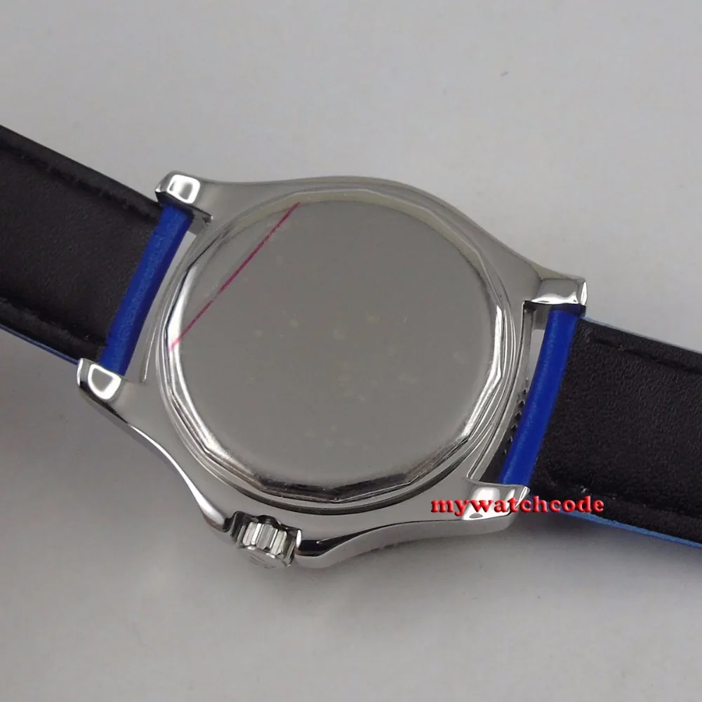 

polished 44mm Bliger blue dial luminous marks black ceramic bezel date automatic mens watch